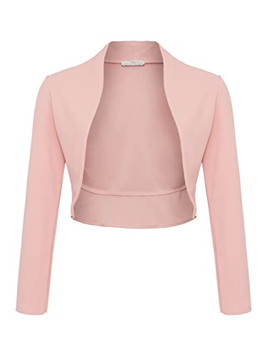 DANAEST Damen Langarm Bolero Festlich Strickjacke Schulterjacke Kurz Top (700), Grösse:L, Farbe:Altrosa von DANAEST