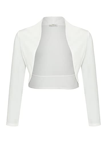 Damen Langarm Bolero Festlich Strickjacke Schulterjacke Kurz Top (700), Grösse:L, Farbe:Weiß von DANAEST