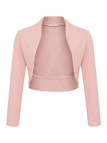 Damen Langarm Bolero Festlich Strickjacke Schulterjacke Kurz Top (700), Grösse:S, Farbe:Altrosa von DANAEST