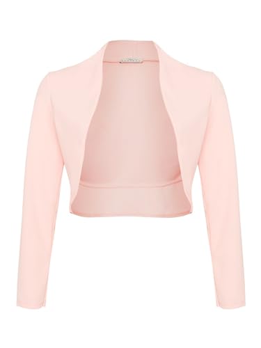 Damen Langarm Bolero Festlich Strickjacke Schulterjacke Kurz Top (700), Grösse:XL, Farbe:Rosa von DANAEST