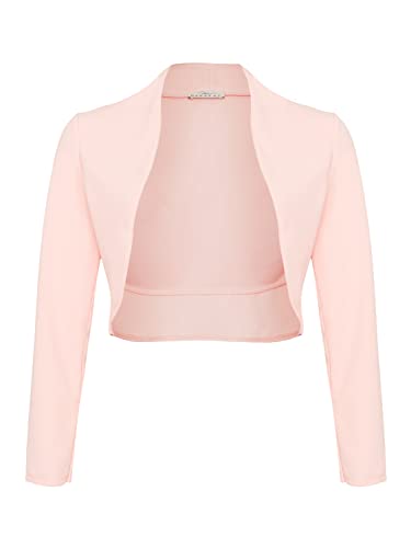 Damen Langarm Bolero Festlich Strickjacke Schulterjacke Kurz Top (700), Grösse:XXL, Farbe:Rosa von DANAEST