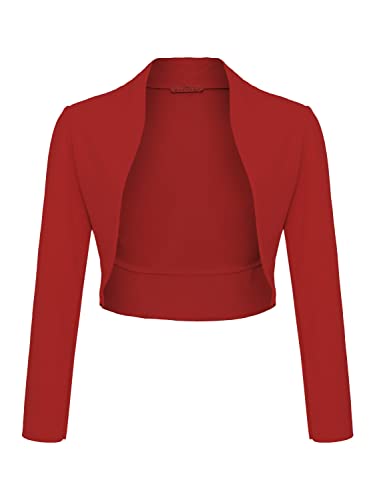 Damen Langarm Bolero Festlich Strickjacke Schulterjacke Kurz Top (700) (as3, Numeric, Numeric_40, Regular, Short, Bordeaux, L) von DANAEST