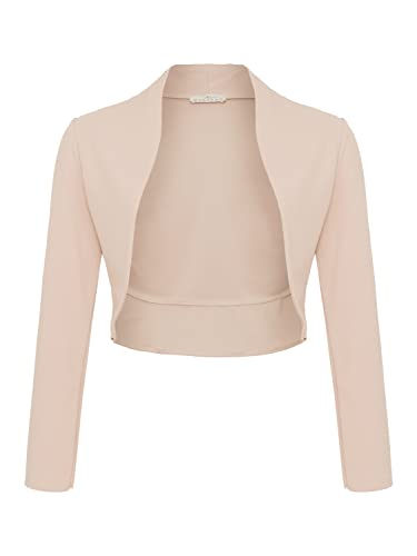 Damen Langarm Bolero Festlich Strickjacke Schulterjacke Kurz Top (704), Grösse:XL, Farbe:Beige von DANAEST
