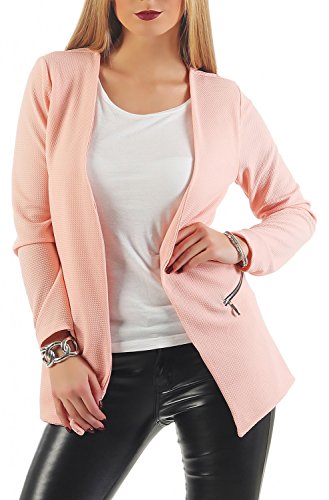 Damen lang Blazer mit Taschen (501), Farbe:Rosa, Blazer 1:38 / M von DANAEST