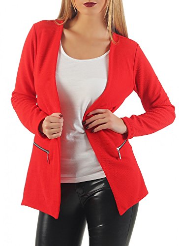 Damen lang Blazer mit Taschen (501), Farbe:Rot, Blazer 1:38 / M von DANAEST