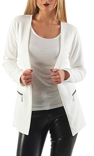 Damen lang Blazer mit Taschen (501), Farbe:Weiß, Blazer 1:34 / XS von DANAEST