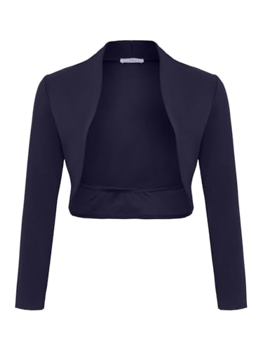 Damen Langarm Bolero Festlich Strickjacke Schulterjacke Kurz Top (700) (DE/NL/SE/PL, Alphanumerisch, XS, Regular, Kurz, Blau) von DANAEST