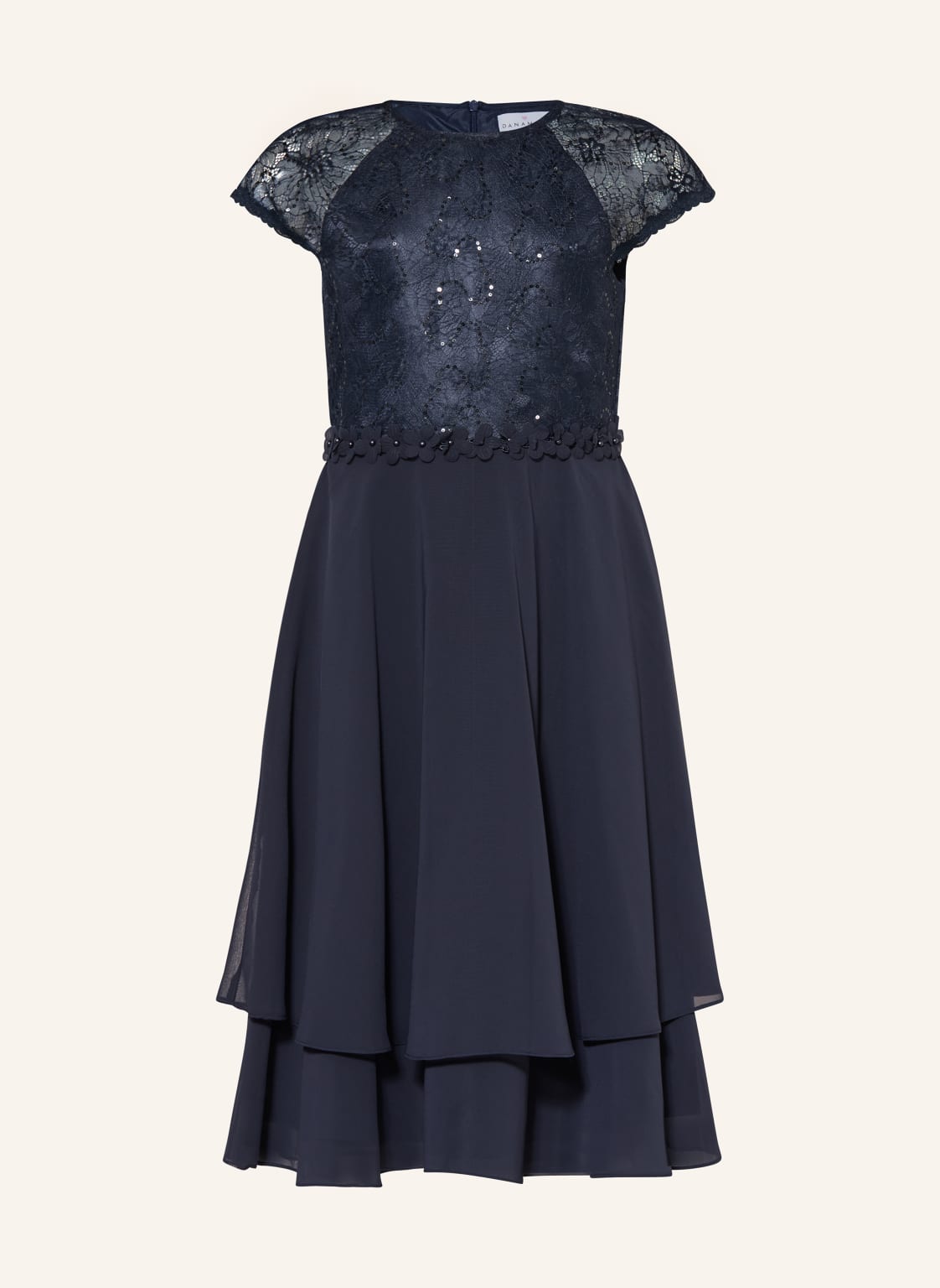 Danamade Cocktailkleid Im Materialmix Mit Pailletten Und Schmuckperlen blau von DANAMADE