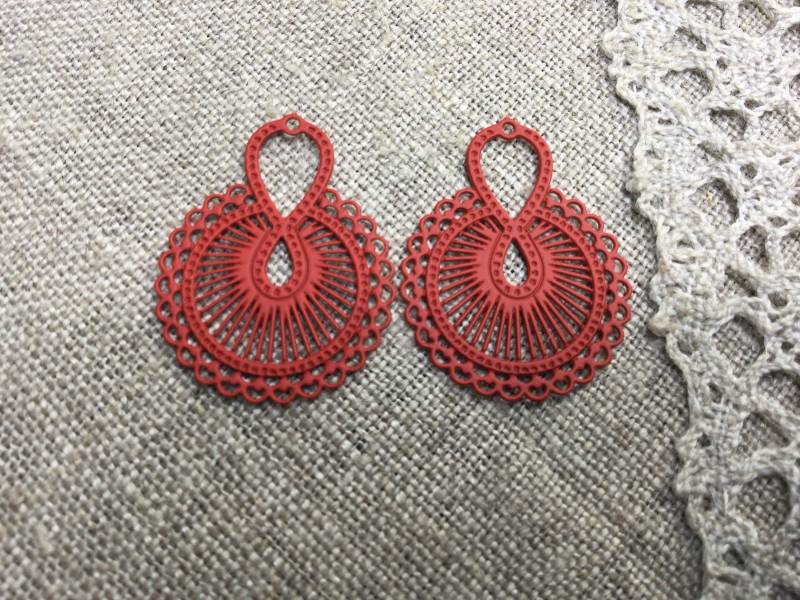 2-Tlg. Edelstahl Strukturierte Filigrane Anhänger/Verbinder/Befunde von DANAROSE12