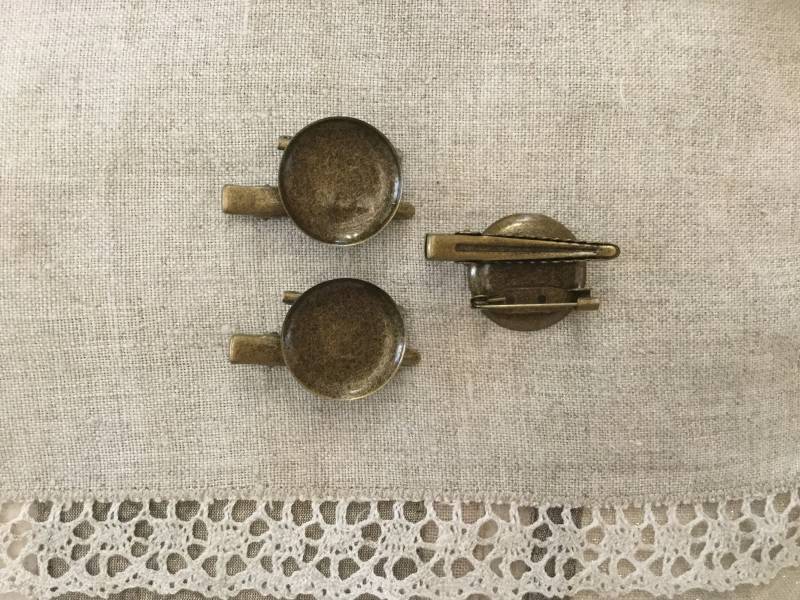 3 Stk Antik Bronze Rundes Tablett Haarspange Brosche 25 Mm Lünette Finden von DANAROSE12