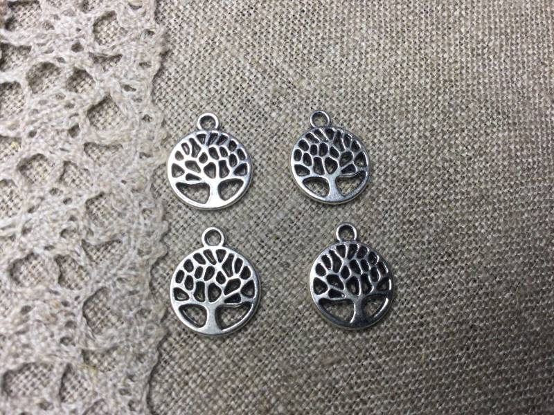 4 Antike Silber Kleine Lebensbaum Charm Anhänger | 10 Mm von DANAROSE12