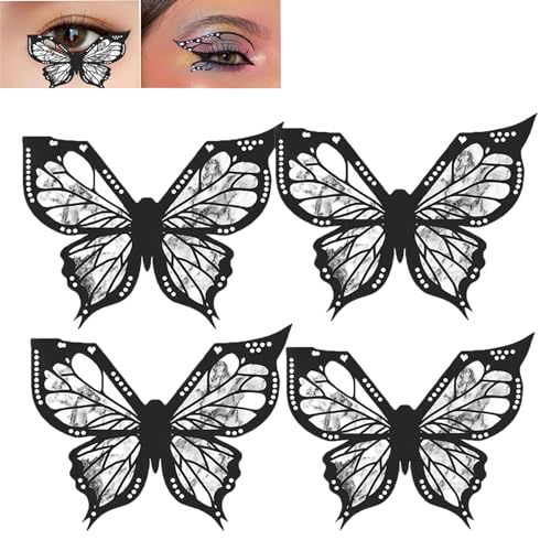 Butterfly Eyeliner Stencil, Butterfly Eyeliner Stamp, Butterfly Makeup Stencil, Eyeliner Stencils for Eyes Wing, Winged Eyeliner Stamp,Reusable And Flexible Eyeliner Applicators Shaper Tool (4Pcs) von DANC