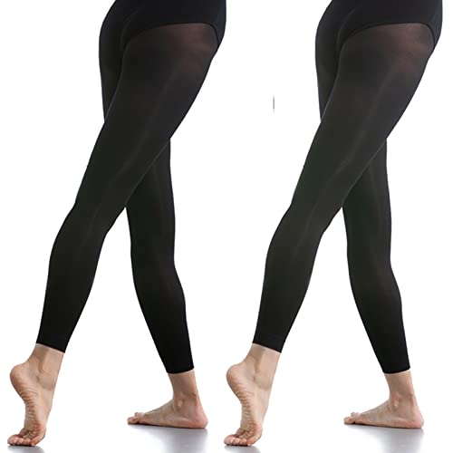 DANCEYOU 2 Paare Ballettstrumpfhose Tanzstrumpfhosen für Mädchen Kinder und Damen Schwarz Leggings M von DANCEYOU