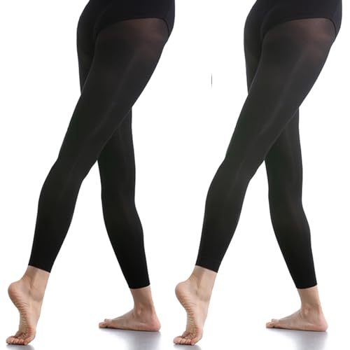 DANCEYOU 2 Paare Ballettstrumpfhose Tanzstrumpfhosen für Mädchen Kinder und Damen Schwarz Leggings S von DANCEYOU