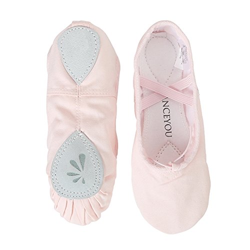 DANCEYOU Ballettschuhe aus Canvas - Ballettschläppchen, Tanzschuhe mit geteilter Ledersohle - für Kinder und Erwachsene Pink 215 EU33 von DANCEYOU