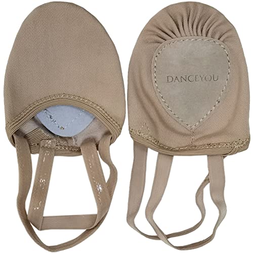 DANCEYOU Halbsohlen Ballettschuhe Elastische Ballettschläppchen Pirouette Tanzschuhe Schläppchen aus Leinen für Mädchen Kinder Damen Hellbraun L von DANCEYOU