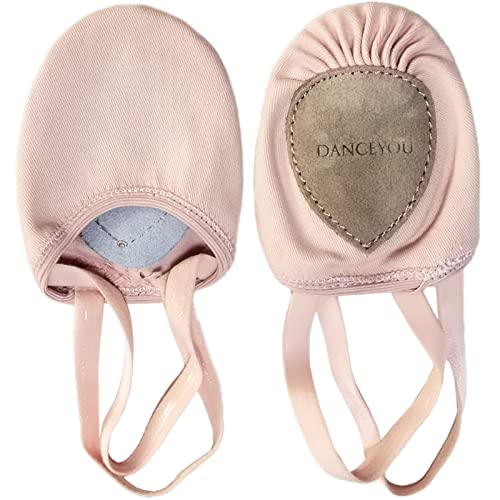 DANCEYOU Halbsohlen Ballettschuhe Elastische Ballettschläppchen Pirouette Tanzschuhe Schläppchen aus Leinen für Mädchen Kinder Damen Rosa L von DANCEYOU