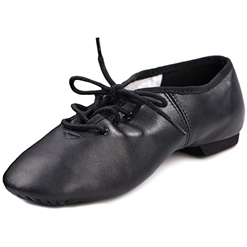 DANCEYOU Jazzschuhe – Feines Leder, Schnürsenkel, Geteilte Sohle – Tanzschuhe für Jugendliche und Erwachsene – Schwarz – Herstellergröße 41 / EU 40 von DANCEYOU