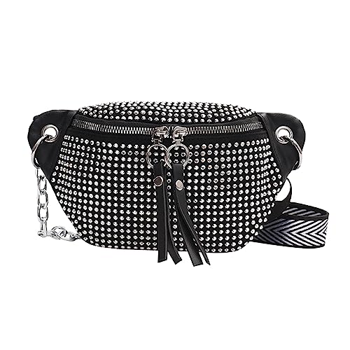 Bauchtasche Bauchtasche Damen Gürteltasche Vielseitig Brusttasche Hüfttasche Crossbody Taschen Geldbörse, Schwarz von DANETI