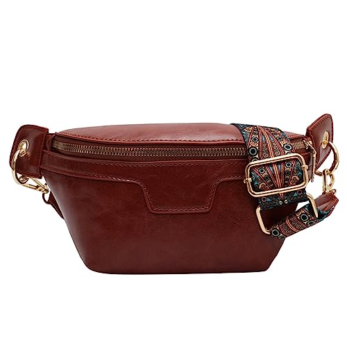 Bauchtasche Casual Taschen für Frauen Brusttasche Reißverschluss Design Hüfttasche Bauchtasche Freizeit Reisen Crossbody Packs, Brownwaistbag von DANETI