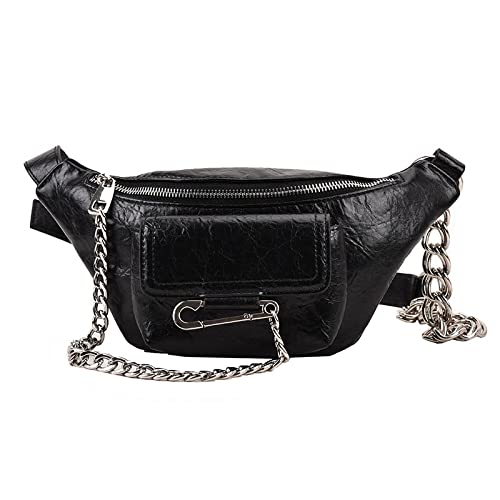 Bauchtasche Dame Taille Tasche Kette Fanny Pack und Telefon Pack Weibliche Gürtel Taschen Schulter Crossbody Brusttasche, Schwarz von DANETI