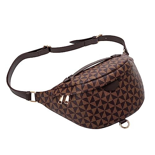 Bauchtasche Damen Fanny Pack Leder Hüfttasche Schulter Crossbody Brust Taschen Handtaschen Weibliche Gürteltasche Outdoor Hüfttasche, coffee von DANETI