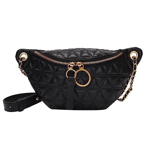 Bauchtasche Frauen Fanny Brusttasche Weibliche Taille Geldbörse Schultertaschen Damen PU Leder Crossbody Tasche, Schwarz von DANETI