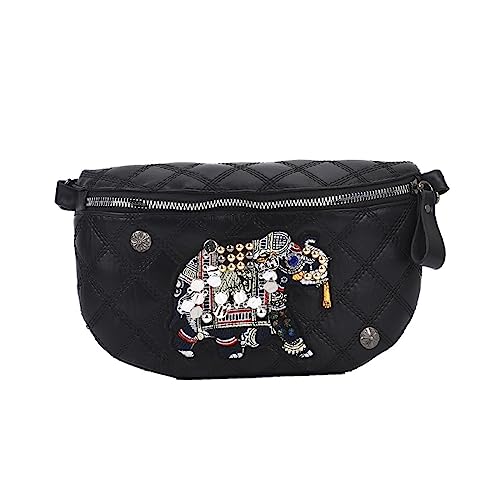 Bauchtasche Frauen Hüfttasche PU Leder Fanny Pack Taille Gürtel Tasche für Frauen Schulter Crossbody Brusttasche und Handtasche, Schwarz von DANETI