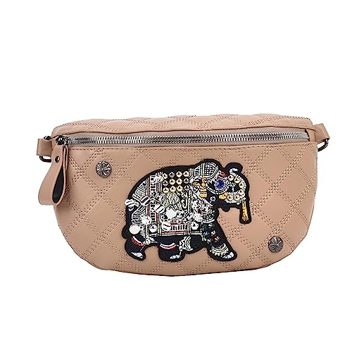 Bauchtasche Frauen Hüfttasche PU Leder Fanny Pack Taille Gürtel Tasche für Frauen Schulter Crossbody Brusttasche und Handtasche, khaki von DANETI