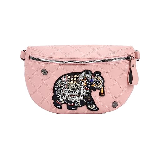 Bauchtasche Frauen Hüfttasche PU Leder Fanny Pack Taille Gürtel Tasche für Frauen Schulter Crossbody Brusttasche und Handtasche, rose von DANETI