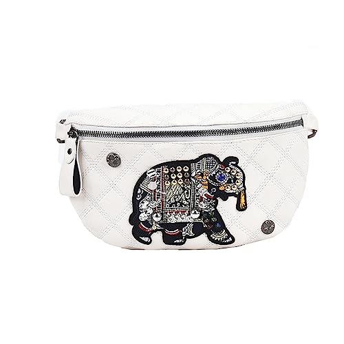 Bauchtasche Frauen Hüfttasche PU Leder Fanny Pack Taille Gürtel Tasche für Frauen Schulter Crossbody Brusttasche und Handtasche, weiß von DANETI