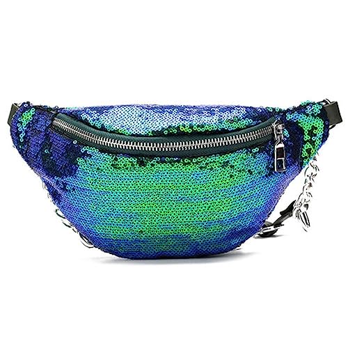 Bauchtasche Frauen Pailletten Fanny Pack Hüfttasche Brust Beutel Bauchgürtel Umhängetasche Reise Sport Tasche Geldbörse, grün von DANETI