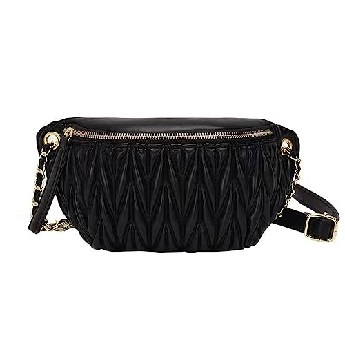 Bauchtasche Hüfttasche für Frauen Fanny Hüfttasche Kette Crossbody Brusttasche Hüfte Reißverschluss Telefon Geldbörse Handtasche Reise Gürteltasche, Schwarz von DANETI