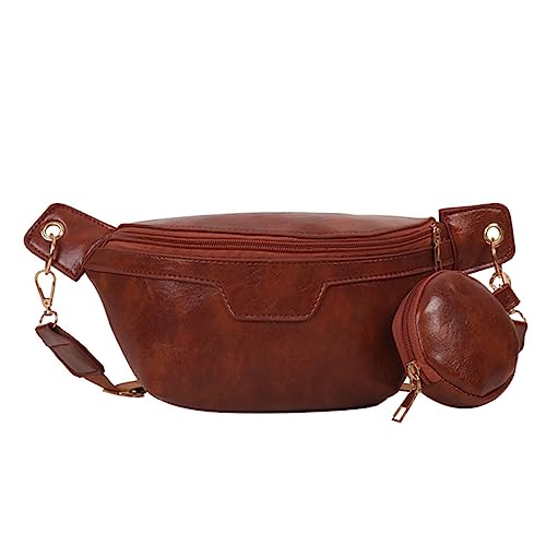 Bauchtasche Weibliche Gürtel Taschen Fanny Pack Münze Geldbörse Schulter Crossbody Brust Taschen Dame Taille Tasche, Brownwaistbag von DANETI