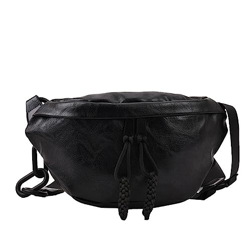 Bauchtasche Weiches Leder Hüfttasche Damen Bauchtasche Schultergürtel Geldbörse Taschen Crossbody Brusttaschen, Schwarz von DANETI