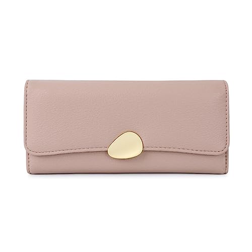 DANETI Damen Geldbörse Damen Geldbörse Klassische Litschi Tri-fold Wallet Damen Clutch Lange Damenhandtaschen, braun von DANETI