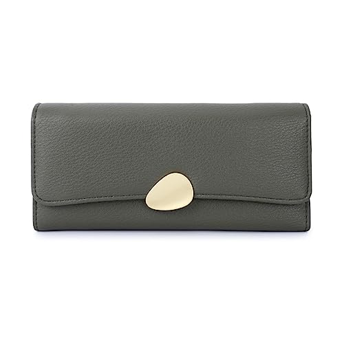 DANETI Damen Geldbörse Damen Geldbörse Klassische Litschi Tri-fold Wallet Damen Clutch Lange Damenhandtaschen, grün von DANETI