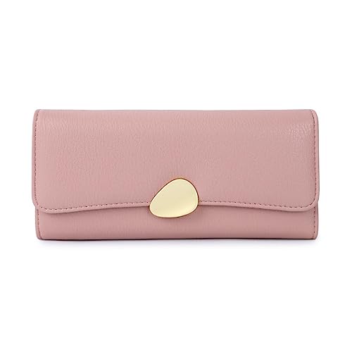 DANETI Damen Geldbörse Damen Geldbörse Klassische Litschi Tri-fold Wallet Damen Clutch Lange Damenhandtaschen, rose von DANETI