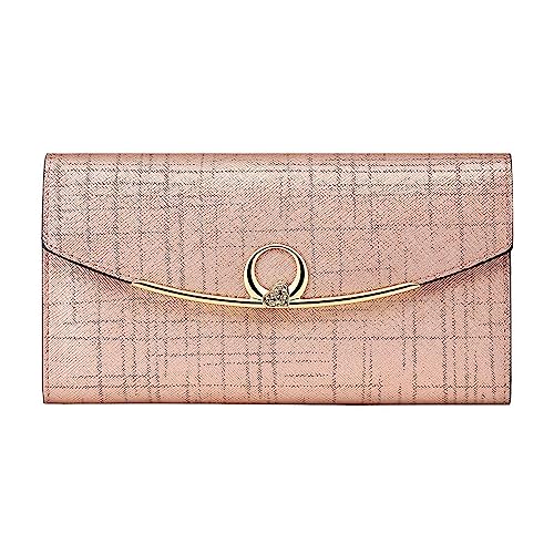 DANETI Damen Geldbörse Frauen Geldbörse Clutch Tasche Mode Kartenhalter Geldklammer Dame Lange Geldbörse Tasche für Party, Rosegold von DANETI