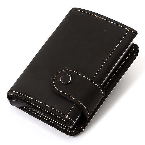 DANETI Männer Business Aluminium Bargeld ID Karte Halter RFID Slim Metall Brieftasche Reißverschluss Geldbörse Automatische Pop Up Smart Wallets, Schwarz , Klassisch von DANETI