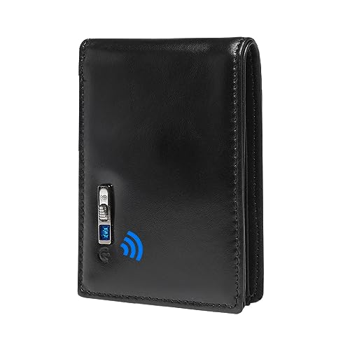 Herren Brieftaschen Anti-Lost Brieftasche Echtes Leder Männer Brieftaschen Weiche Bluetooth-kompatible Leder Geldbörse Herren Geldbörse, Schwarz 1 von DANETI