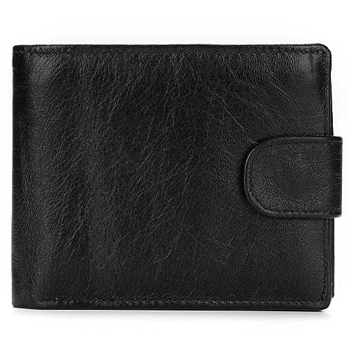 Herren Geldbörsen Brieftasche mit Schnalle für Männer Echtes Leder Männer Brieftaschen Braun Männlichen Geldbörse Kartenhalter, Blackmenwallet von DANETI