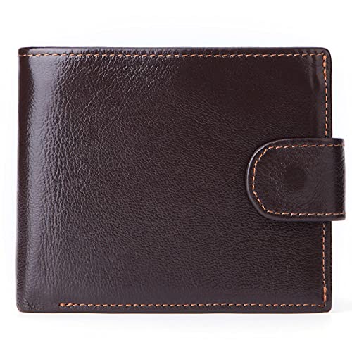 Herren Geldbörsen Brieftasche mit Schnalle für Männer Echtes Leder Männer Brieftaschen Braun Männlichen Geldbörse Kartenhalter, Coffeemenwallet von DANETI