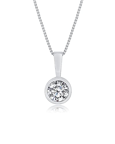 DANIEL CLIFFORD 'Michelle' Damen Halskette Silber 925 Anhänger Kristall Solitaire, 45cm rhodinierte Silberkette filigran Kette kleiner Stein schlicht von DANIEL CLIFFORD