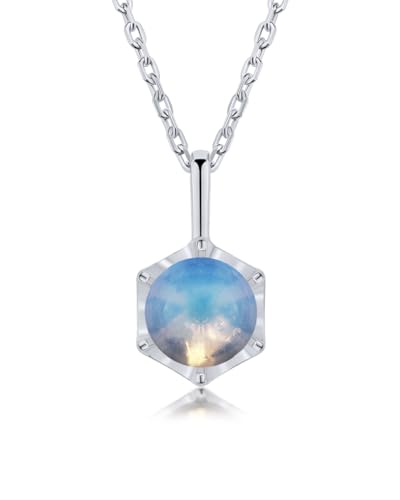 DANIEL CLIFFORD Damen Halskette Silber 925 Anhänger Kristall Glas Mondstein 'Luana', filigrane Silberkette Kristallanhänger klein, dünne Kette Stein von DANIEL CLIFFORD