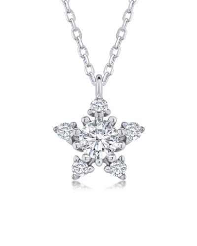 Damen Halskette Silber 925 Anhänger Stern 'Danica', filigrane Silberkette kleiner Sternanhänger Kette dünne Sternenkette Steinchen Zirkonia Kristall von DANIEL CLIFFORD
