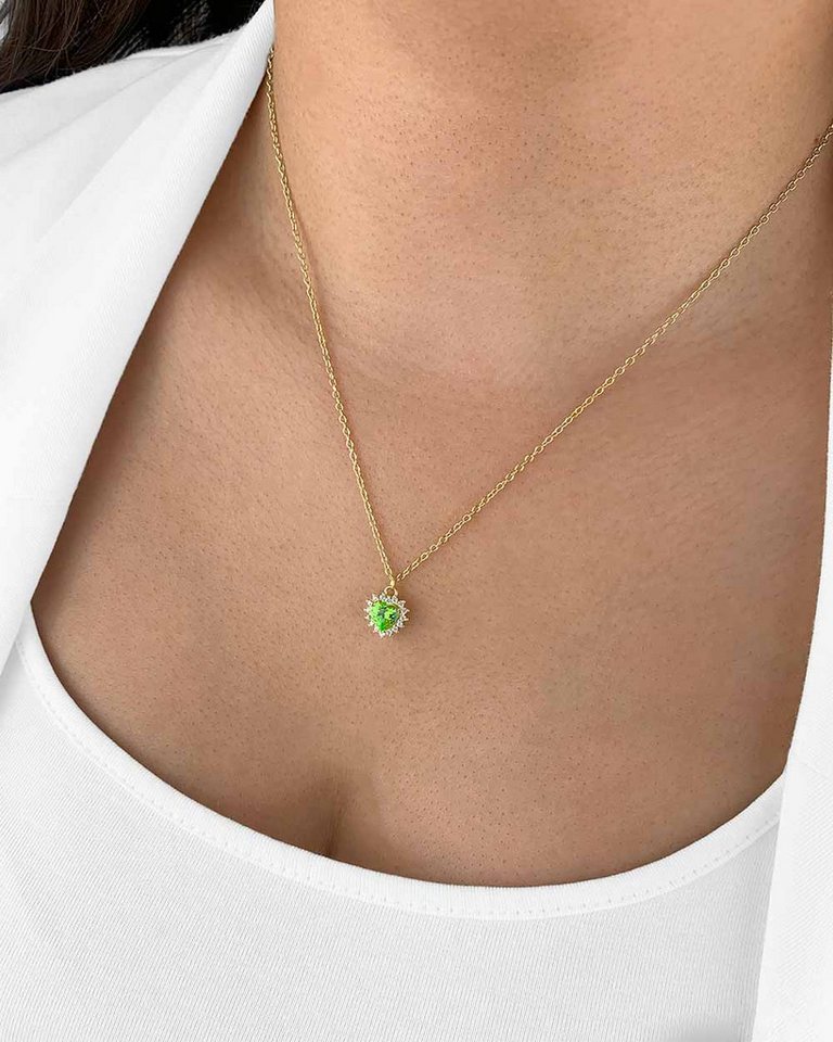 DANIEL CLIFFORD Herzkette 'Eliana' Damen Halskette Silber 925 vergoldet Herzanhänger Stein grün (inkl. Verpackung), goldene Silberkette Herz Kristall grün, Geschenk als Zeichen der Liebe von DANIEL CLIFFORD