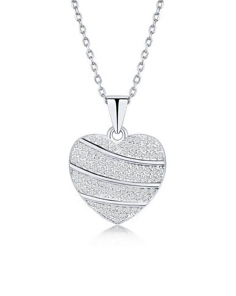 DANIEL CLIFFORD Herzkette 'Allison' Damen Halskette Silber 925 Herz Anhänger (inkl. Verpackung), größenverstellbare Silberkette 45cm Collier Herz-Plättchen Kristalle von DANIEL CLIFFORD