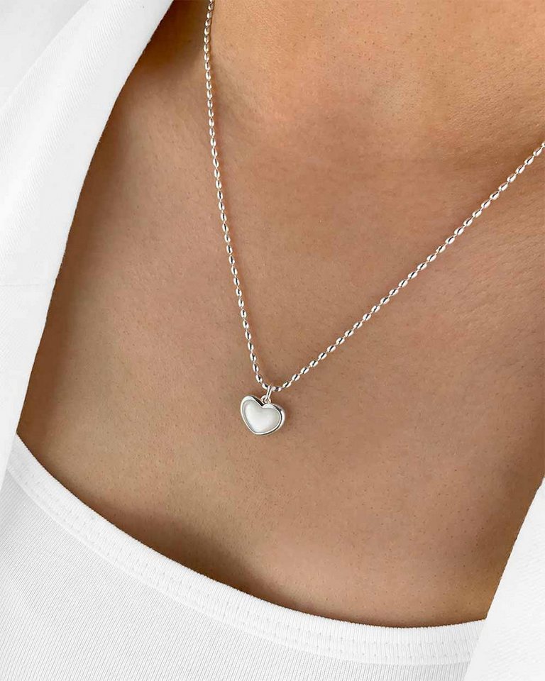 DANIEL CLIFFORD Herzkette 'Angelie' Damen Halskette Silber 925 Herz Anhänger Silberperlen (inkl. Verpackung), Silberkette 45cm, Collier mit Herz perlmuttfarbener Schimmer von DANIEL CLIFFORD