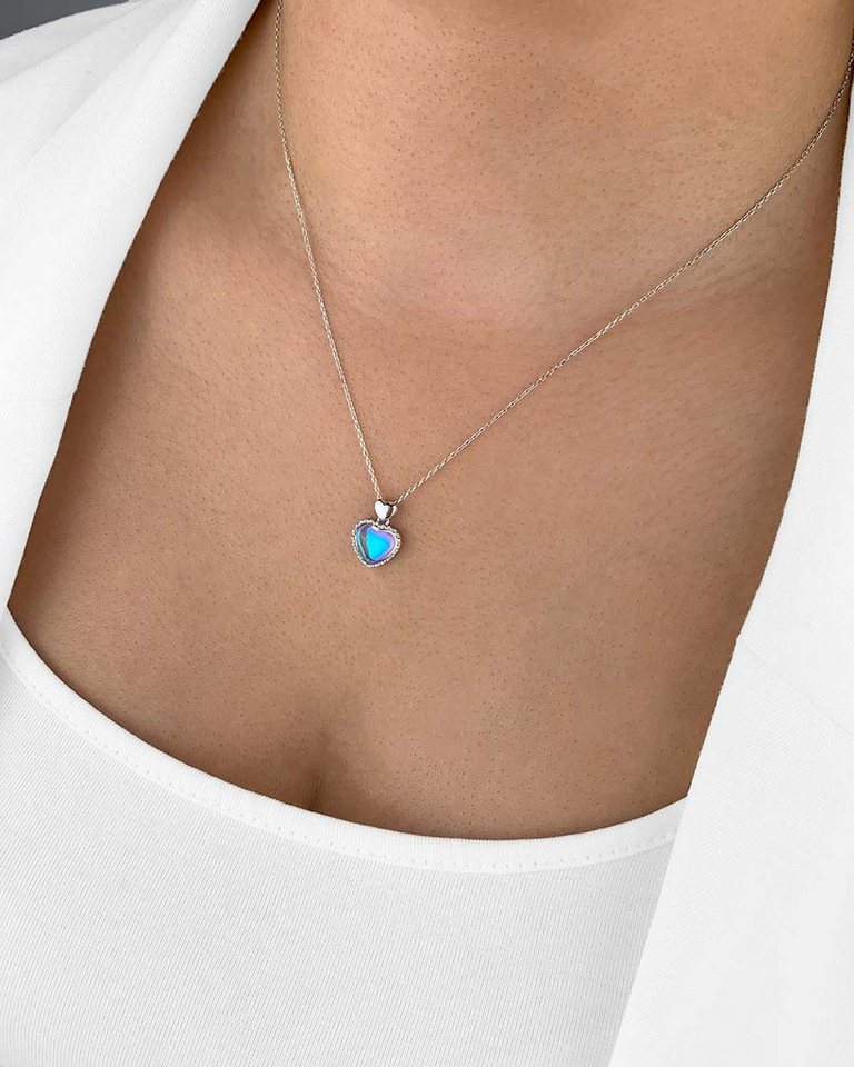 DANIEL CLIFFORD Herzkette 'Dania' Damen Halskette Silber 925 Herz Anhänger Mondstein (inkl. Verpackung), größenverstellbare Silberkette 45cm, Herzform Geschenk Liebe von DANIEL CLIFFORD